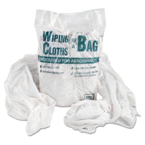 Bag-A-Rags Reusable Wiping Cloths, Cotton, White, 1lb Pack