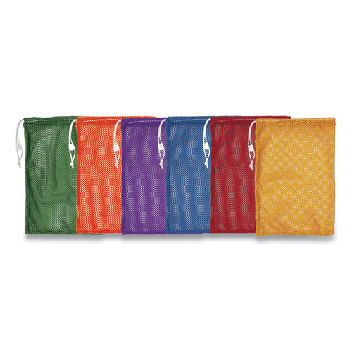 HEAVY-DUTY MESH BAG, 12" X 18", GOLD, GREEN, ORANGE, PURPLE, ROYAL BLUE, SCARLET RED, 6/SET