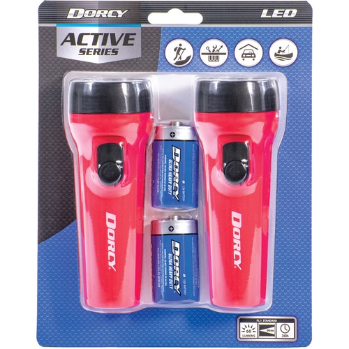 LED FLASHLIGHT PACK, 1 D BATTERY (INCLUDED), BLUE, 2/PACK