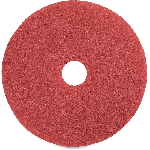 Genuine Joe  Floor Pads, f/Spray Buffing, 18", 5/CT, Red