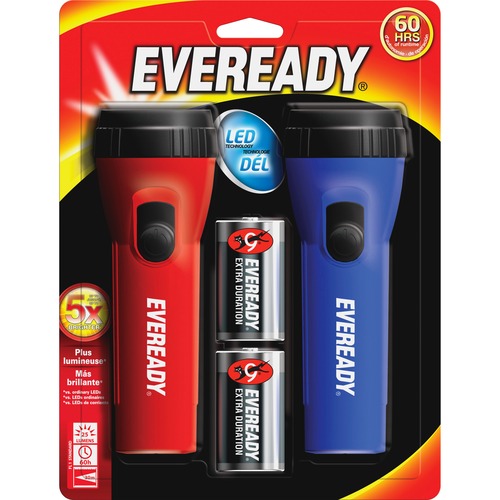 Eveready Battery Co Inc  LED Economy Flashlight, 8X Long Run Time, 2/PK, BE/RD