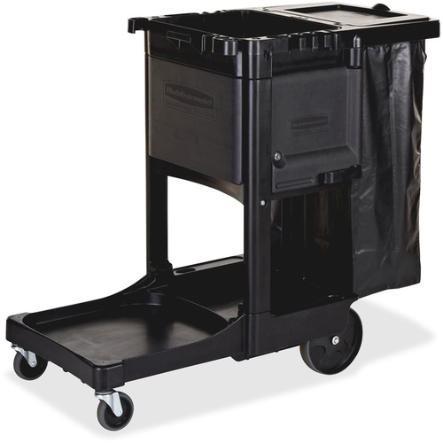EXECUTIVE JANITORIAL CLEANING CART, 12.1W X 22.4D X 23H, BLACK