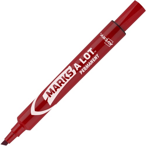 MARKS A LOT LARGE DESK-STYLE PERMANENT MARKER, BROAD CHISEL TIP, RED, DOZEN, (8887)