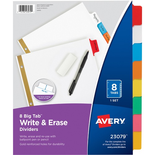 DIVIDERS,WRITE-ON,ERSBL,8TB