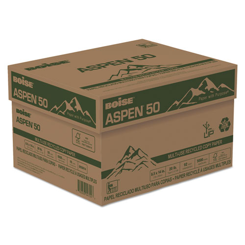 ASPEN 50 MULTI-USE RECYCLED PAPER, 20 BRIGHT, 20LB, 8.5 X 14, WHITE, 500 SHEETS/REAM, 10 REAMS/CARTON