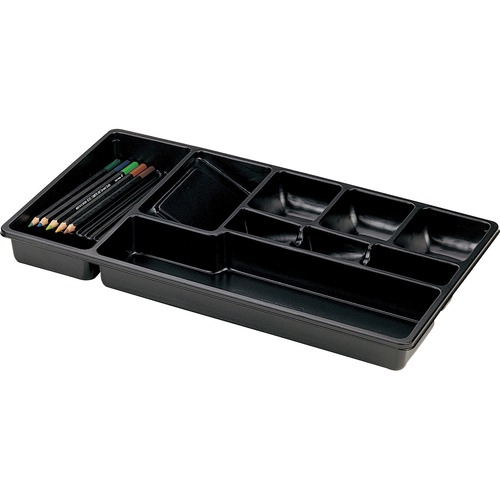 Officemate  Drawer Tray, 9 Compartments, 16"x9"x1-1/2", Black