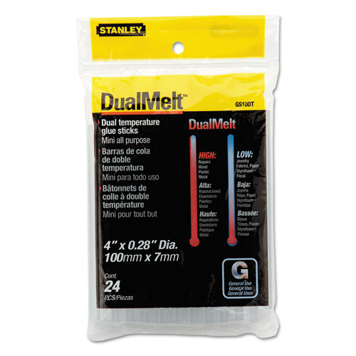 DUAL TEMPERATURE MINI GLUE STICKS, 0.28" X 4", DRIES CLEAR, 24/PACK