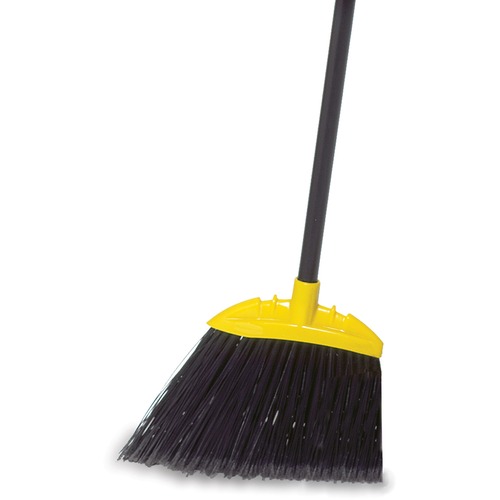 Rubbermaid Commercial Products  Broom,Angled Bristles,Metal Handle,Jumbo,10"W,6/CT,BK/YW