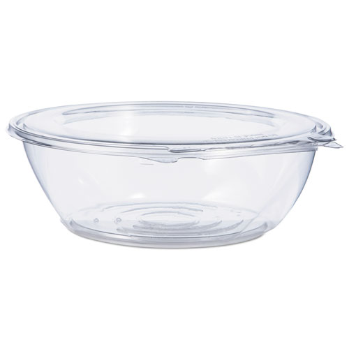 TAMPER-RESISTANT, TAMPER-EVIDENT BOWLS WITH FLAT LID, 48 OZ, 8.9" DIAMETER X 2.8"H, CLEAR, 100/CARTON