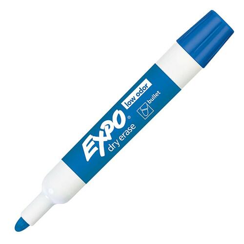 LOW-ODOR DRY-ERASE MARKER, MEDIUM BULLET TIP, BLUE, DOZEN