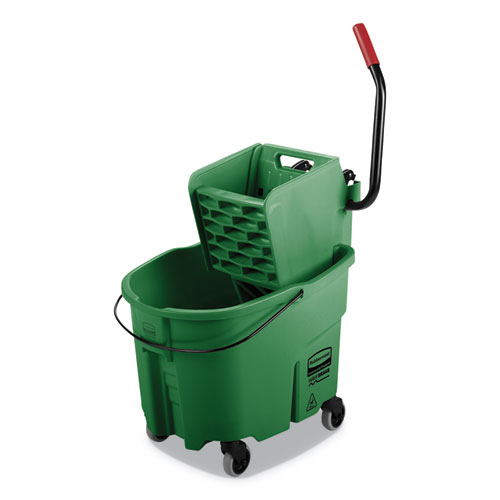 WAVEBRAKE 2.0 BUCKET/WRINGER COMBOS, SIDE-PRESS, 35 QT, PLASTIC, GREEN