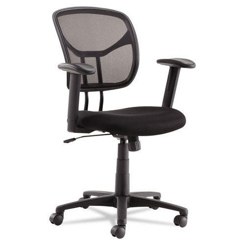 SWIVEL/TILT MESH TASK CHAIR WITH ADJUSTABLE ARMS, SUPPORTS UP TO 250 LBS., BLACK SEAT/BLACK BACK, BLACK BASE