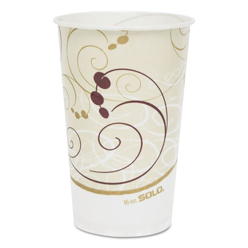 Symphony Treated-Paper Cold Cups, 16oz, White/beige/red, 50/bag, 20 Bags/carton