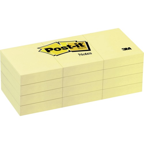 ORIGINAL PADS IN CANARY YELLOW, 1 3/8 X 1 7/, 100-SHEET, 12/PACK