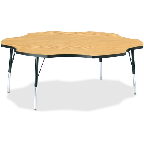 Jonti-Craft, Inc.  Activity Table, Six-Leaf, 15"-24"x60", Oak/Black