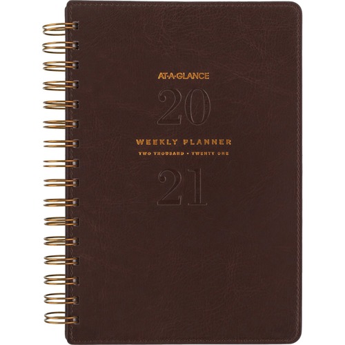 SIGNATURE COLLECTION DISTRESSED BROWN WEEKLY MONTHLY PLANNER, 8.5 X 5.5, 2021-2022