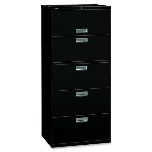 The HON Company  Lateral File, 5 Drawer, w/Lock, 30"x18"x64-1/4", Black