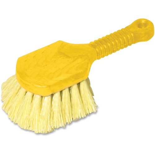 Rubbermaid Commercial Products  Scrub Brush, 8" Handle, Plastic, Yellow