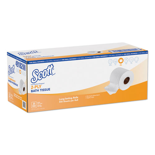 ESSENTIAL STANDARD ROLL BATHROOM TISSUE, SMALL BUSINESS, SEPTIC SAFE, 2-PLY, WHITE, 550 SHEETS/ROLL, 20 ROLLS/CARTON