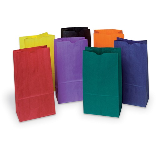 Pacon  Rainbow Bags, Kraft, 6"x11", 28/PK, Assrt Bright Colors