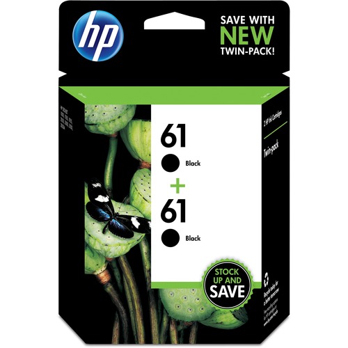 Hewlett-Packard  HP61 Inkjet Cartridge, 190 Page Yield, 2/PK, Black