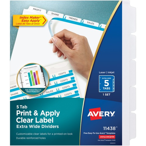 DIVIDERS,INDEX,XTRA-WD,5TAB