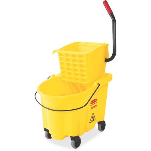 Rubbermaid Commercial Products  Commercial Mop Bucket, w/ Wringer, Wavebreak, 26Qt, Yellow
