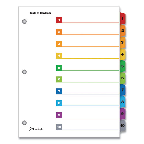 ONESTEP PRINTABLE TABLE OF CONTENTS AND DIVIDERS, 10-TAB, 1 TO 10, 11 X 8.5, WHITE, 1 SET