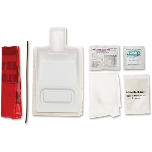 Biohazard Fluid Clean-Up Kit, 7 Pieces, Synthetic-Fabric Bag