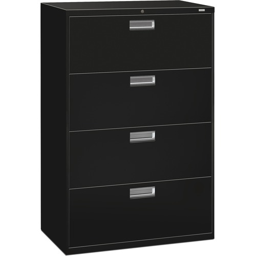 600 SERIES FOUR-DRAWER LATERAL FILE, 36W X 18D X 52.5H, BLACK