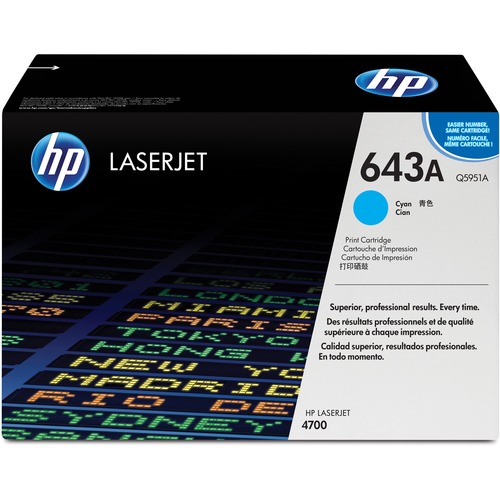 Hewlett-Packard  Print Cartridge, f/ HP 643A, 10000 Page Yield, Cyan