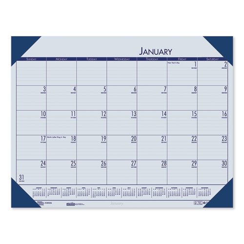 RECYCLED ECOTONES OCEAN BLUE MONTHLY DESK PAD CALENDAR, 18.5 X 13, 2021