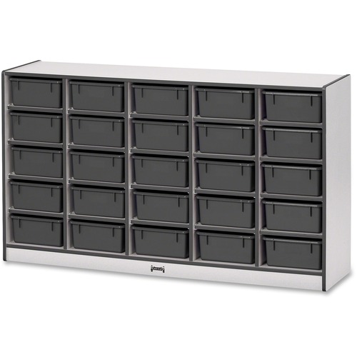 Jonti-Craft, Inc.  Mobile 25 Tub Storage,w/Bins,35.5"x60"x15",Black