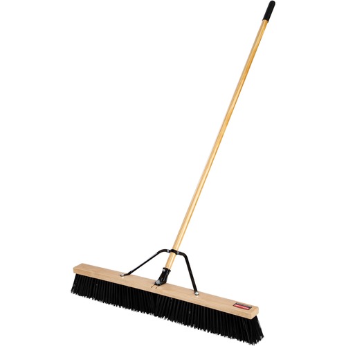 Rubbermaid Commercial Products  Push Broom,4" Hvy-Dty Poly Bristles,36"W,1-1/8" Dia Handle