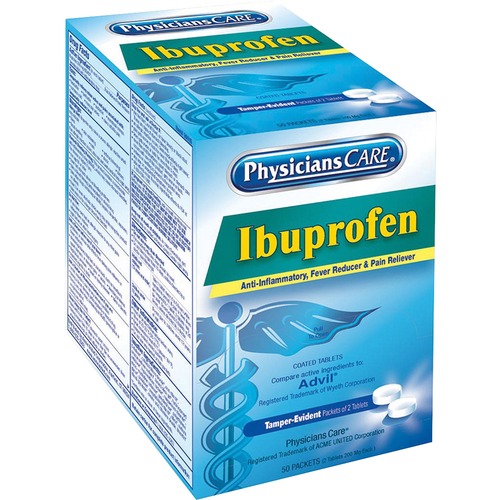 Ibuprofen Medication, Two-Pack, 200mg, 50 Packs/box