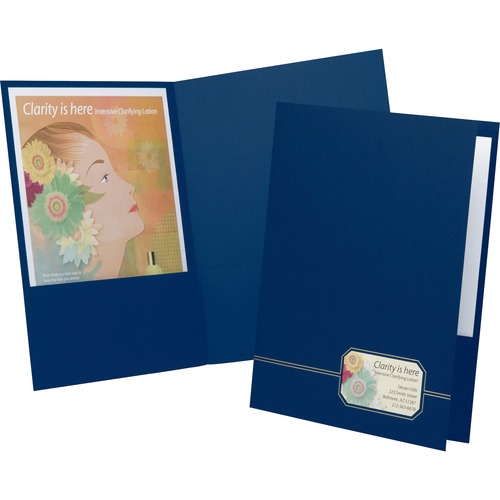 Monogram Series Business Portfolio, Cover Stock, Blue/gold, 4/pack