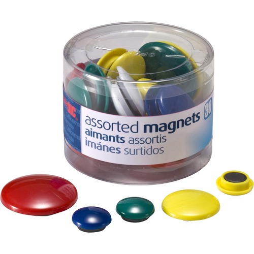 ASSORTED MAGNETS, CIRCLES, ASSORTED SIZES AND COLORS, 30/TUB