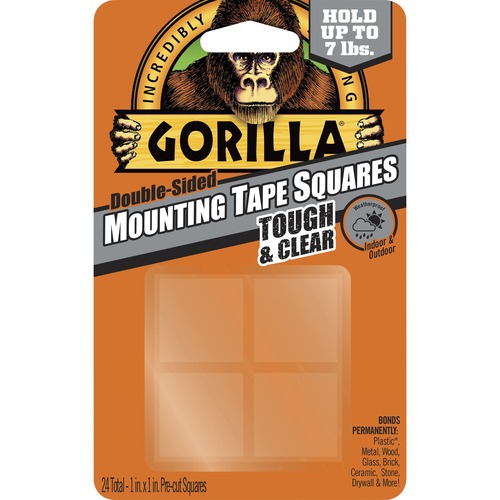 The Gorilla Glue Company  Mounting Tape, Squares, 1"Wx1"H, Clear