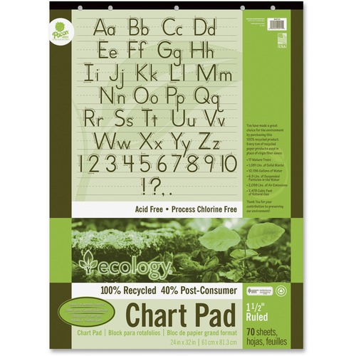 Pacon  Chart Pad, Recycled, 24"x32", 1-1/2" Rld, 70shts, White