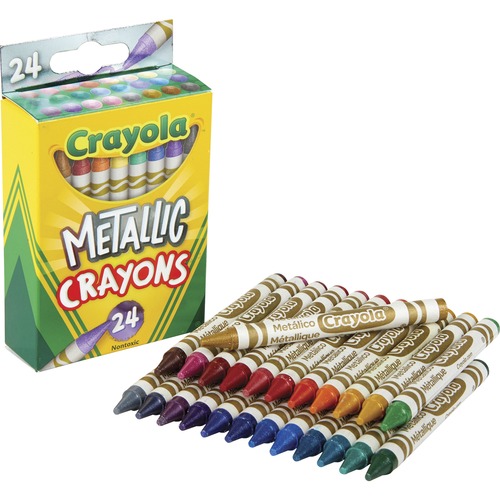 Crayola  Crayon, Metallic, 2-4/5"Wx1-1/10"Lx4-1/2"H, 24/PK, Multi