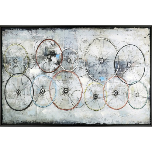 Lorell  Art, Bike Wheels, 60-1/2"Wx2"Lx30-1/2"H, Gray