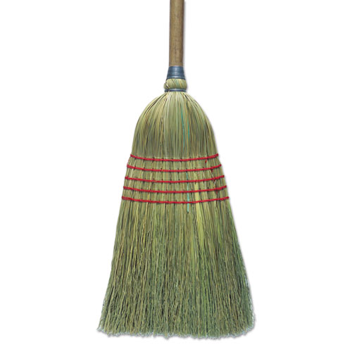 Corn Broom, 56", Lacquered Wood Handle, Natural, 6/carton