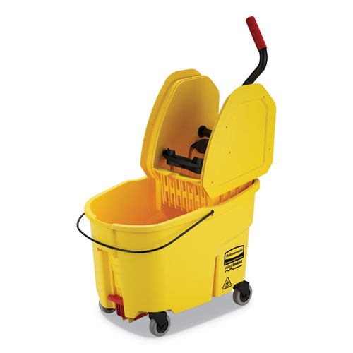 WAVEBRAKE 2.0 BUCKET/WRINGER COMBOS, DOWN-PRESS, 44 QT, PLASTIC, YELLOW