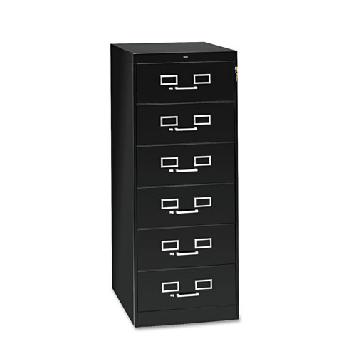 SIX-DRAWER MULTIMEDIA CABINET FOR 6 X 9 CARDS, 21.25W X 28.5D X 52H, BLACK
