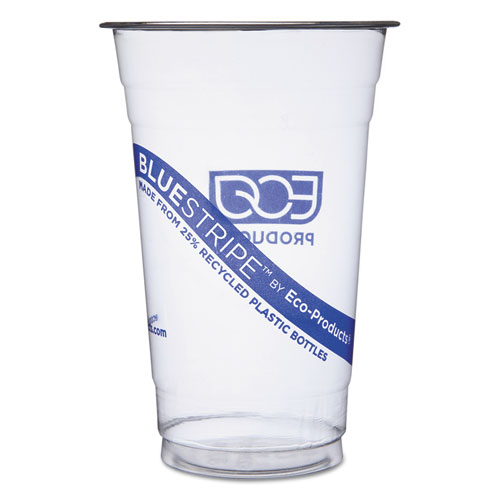 Bluestripe 25% Recycled Content Cold Cups, 20 Oz, Clear/blue, 1000/carton