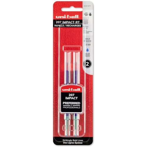 REFILL FOR GEL 207 IMPACT RT ROLLER BALL PENS, BOLD POINT, BLUE INK, 2/PACK