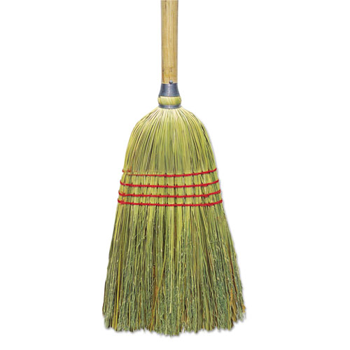 Upright Corn/fiber Broom, 56", Lacquered Wood Handle, Natural, 6/carton