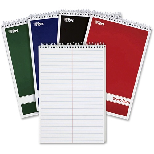 STENO BOOK, GREGG RULE, ASSORTED COVERS, 6 X 9, 80 WHITE SHEETS, 4/PACK