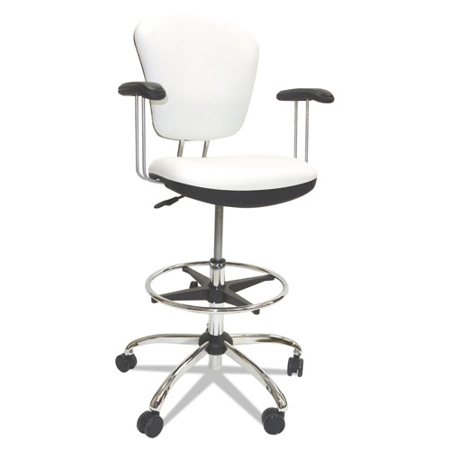 LAB AND HEALTHCARE SEATING, 28" SEAT HEIGHT, SUPPORTS UP TO 300 LBS., WHITE SEAT/WHITE BACK, CHROME BASE
