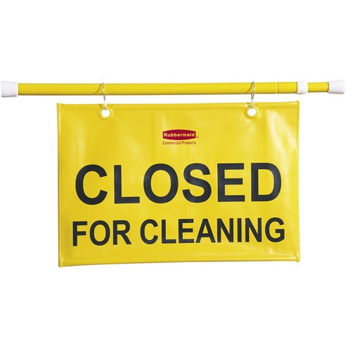 Rubbermaid Commercial Products  Safety Sign, "Closed for Cleaning", Extends 49-1/2", Yellow